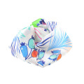 White Scarf with a Blue, Pink and Orange Pattern