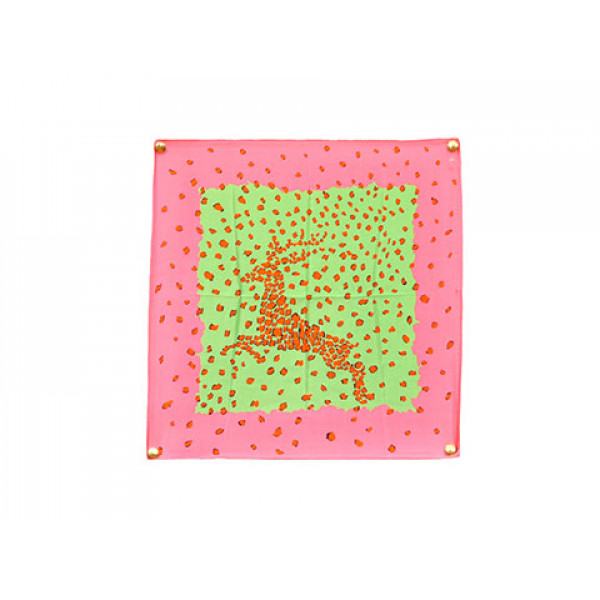 Silk Scarf in Pink and Lime Colors