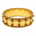 Gold Filled Silver Ethnic Bracelet adorned with Rubellite