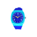 Stainless Steel Watch with Blue Silicone Strap