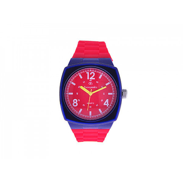 Kid's Watch with a Red Silicone Strap, Red Dial and Blue Case