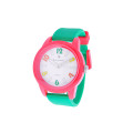 Kid's Watch with a Green Silicone Strap and Red Case