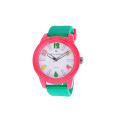 Kid's Watch with a Green Silicone Strap and Red Case