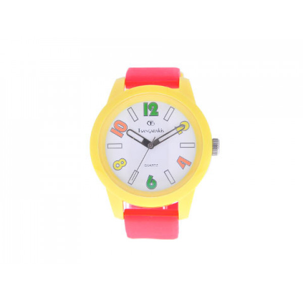 Kid's watch with a Red Silicone Strap and a Yellow Case