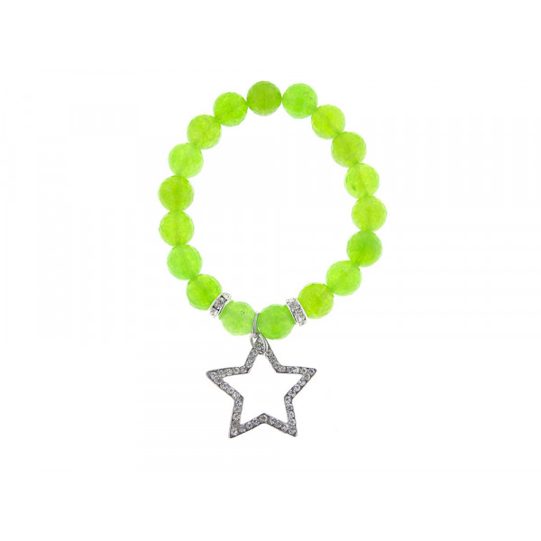 Green Quartz Bracelet with a Star Charm