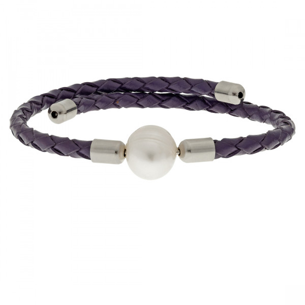 Fresh Water Pearl Bracelet on Purple Leather