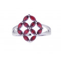 Platiinum Plated Silver Ring adorned with Red Tourmalines