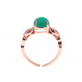 Δαχτυλίδι από Ροζ Επιχρυσωμένο Δαχτυλίδι με Πράσινο Quartz και Λευκά Ζαφείρια