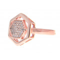 Silver Ring with Pink Gold Plating adorned with White Sapphires
