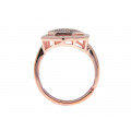 Silver Ring with Pink Gold Plating adorned with White Sapphires