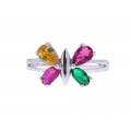 Silver "Butterfly" Ring with Colored Quartz