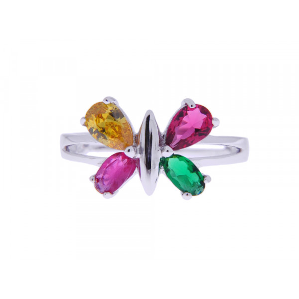 Silver "Butterfly" Ring with Colored Quartz