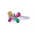 Silver "Butterfly" Ring with Colored Quartz