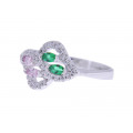Silver Ring with Pink and Green Quartz