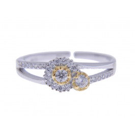 Two Colored Ring with White Sapphires 