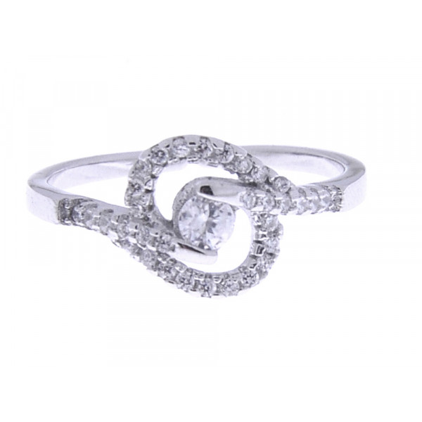 Platinum Plated Silver Solitaire Ring