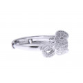 Platinum Plated Silver Ring featuring an Elephant adorned with White Sapphires