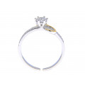 Two Tone Silver Solitaire Ring