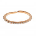 Pink Gold Plated Silver Thin Ring adorned with White Sapphires