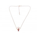 Gold Plated Minimal Necklace with Pink Enamel 