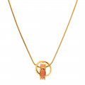 Gold Plated Minimal Necklace with Pink Enamel 