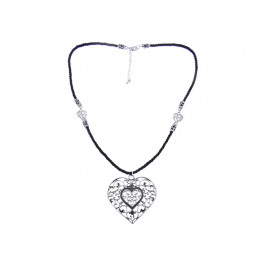 Black Cord Necklace with a Heart