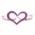 Pink Gold Double Ring in a Heart Design adorned with Rubies and Diamonds