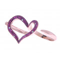Pink Gold Double Ring in a Heart Design adorned with Rubies and Diamonds