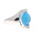 Επιπλατινωμένο Δαχτυλίδι με Μπλε Τοπάζι και Λευκά Ζαφείρια