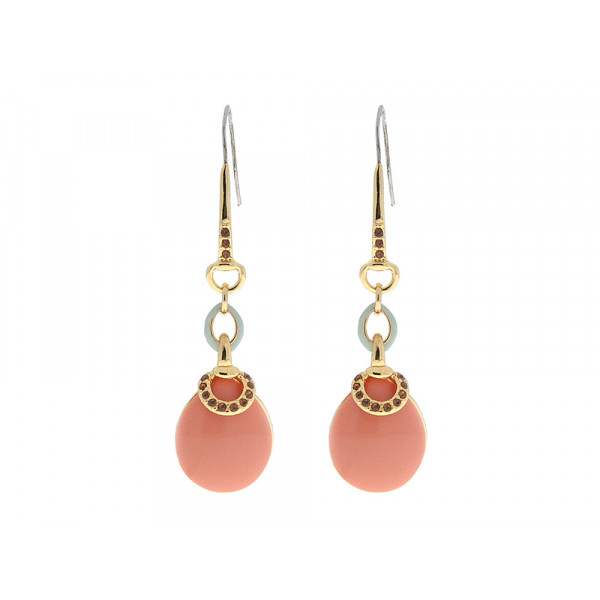 Coral Drop Earrings with Swarovski Crystals