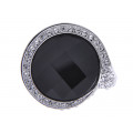 Platinum Plated Statement Ring with Black Sapphires