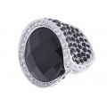 Platinum Plated Statement Ring with Black Sapphires