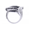 Platinum Plated Statement Ring with Black Sapphires