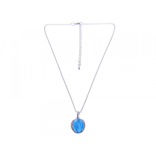 Platinum Plated Blue Topaz Necklace