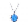 Platinum Plated Blue Topaz Necklace