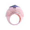 Ροζ Επιχρυσωμένο Μπομπέ Δαχτυλίδι με Μπλε Swarovski
