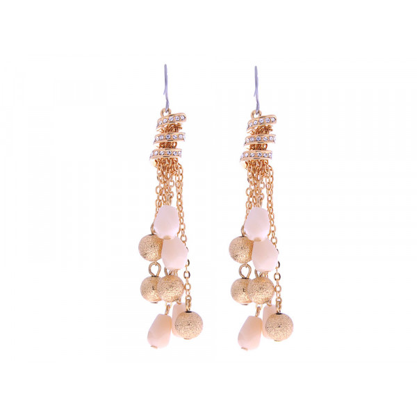 Gold Plated Drop Earrings with Milky Quartz