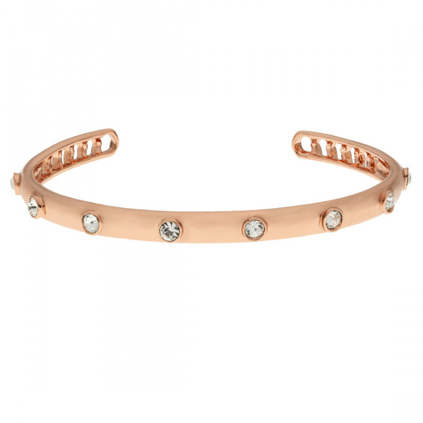 Cuff Bracelet with Pink Gold Plating and White Sapphires