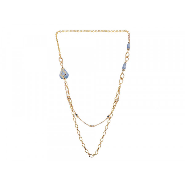 Gold Plated Necklace with Blue Crystals