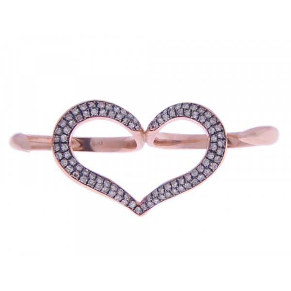 Διπλό Δαχτυλίδι από Ροζ Χρυσό Καρδια με Μπριγιάν