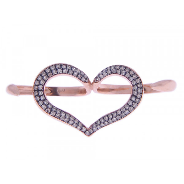 Double Ring Heart in 18K Pink Gold adorned with Diamonds