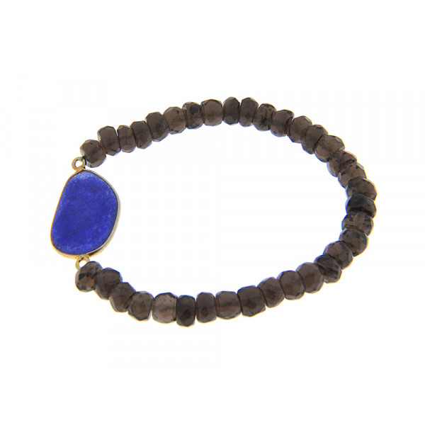 Smokey Quartz and Lapis Lazuli Bracelet