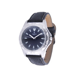 Stainless Steel Alpha Saphir Ρολόι με Μαύρο Δερμάτινο Λουράκι Stainless Steel Alpha Saphir Ρολόι με Μαύρο Δερμάτινο Λουράκι