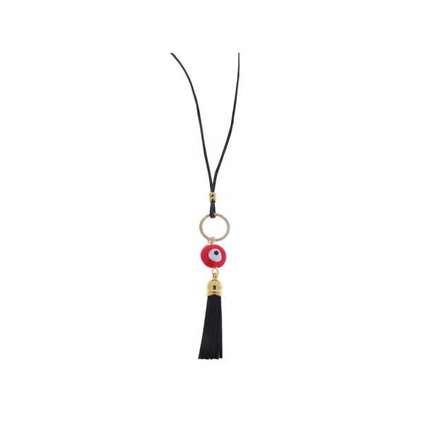 Long Necklace with Evil Eye and Tassel