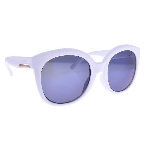 White Round Acetate Sunglasses