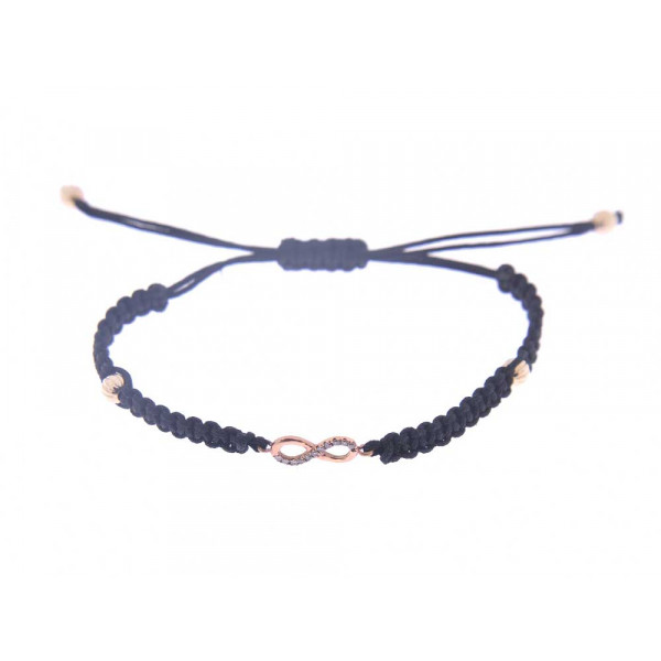 Infinity Crochet Bracelet with Brown Diamonds and Gold Items