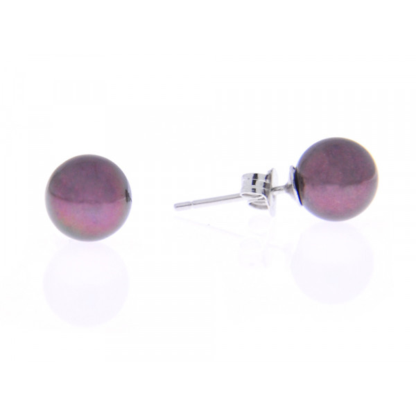 Silver Purple Fresh Water Pearl Earrings