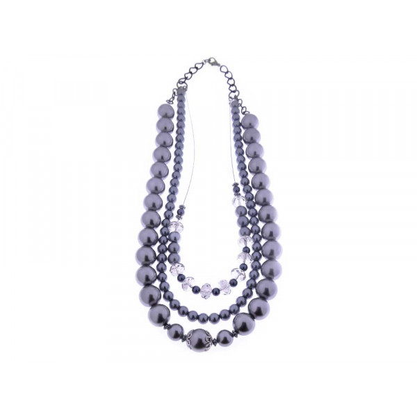 Triple Necklace with Grey Pearls