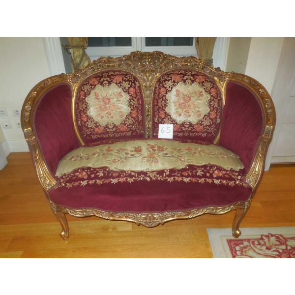 Burgundy Sofa Louis XIV style