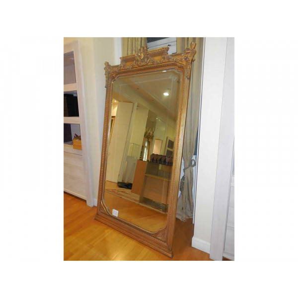 Woodcarved Antique Mirror with Gold Leaf 